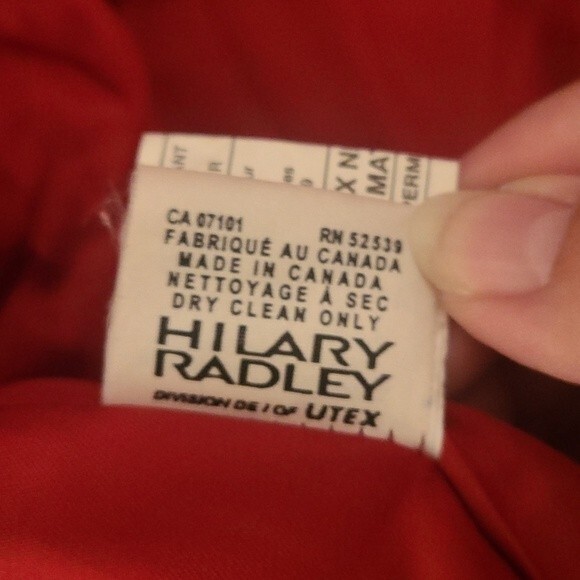 Hilary Radley Red Wool Mix Zip Up Hooded Coat Size L - Picture 10 of 15